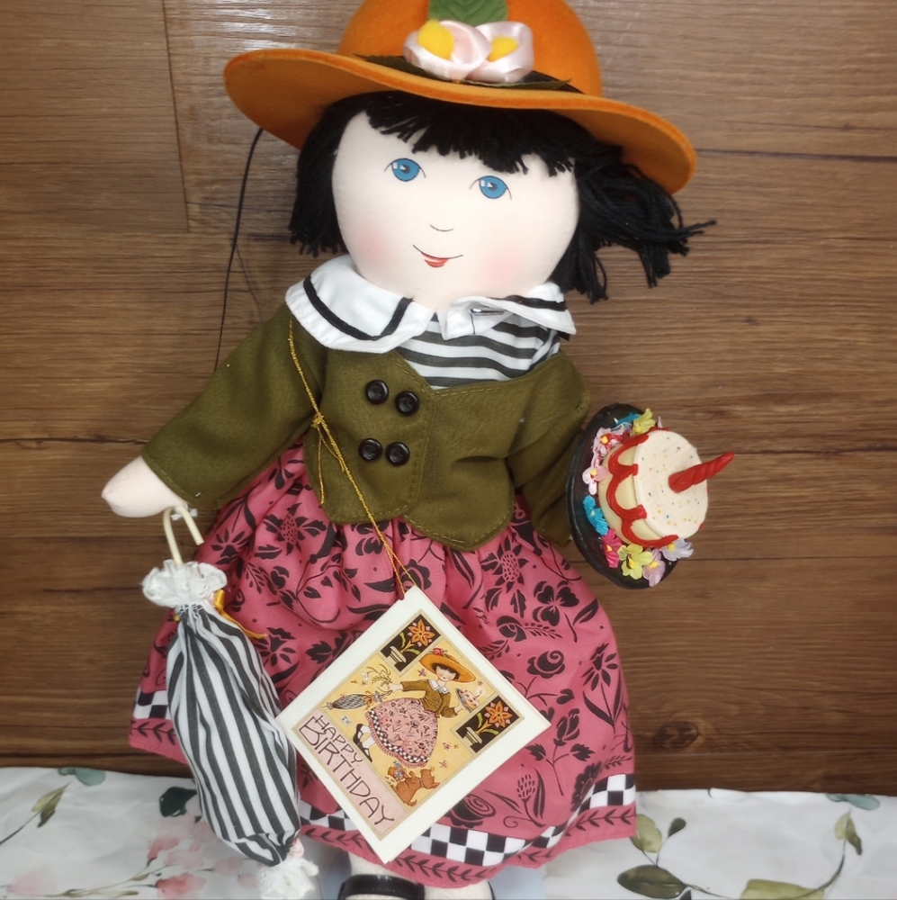 MARY ENGELBREIT Megan cloth doll happy birthday vintage
